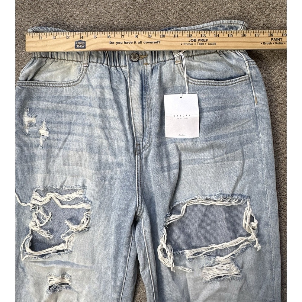 New KanCan KC9189L Paperbag Women's‎ High Rise Light Distressed Blue Jeans 13/30 - Picture 9 of 10
